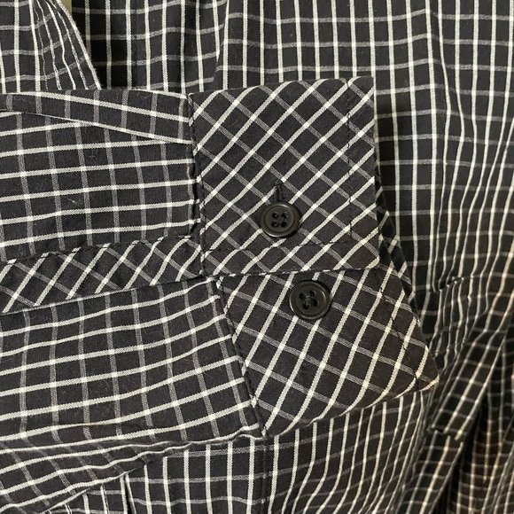Rebecca Malone Button Up Shirt Small Black White Checkered Long Sleeve Collared - Picture 7 of 7